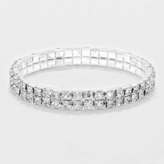 Rhinestone Stretch Bracelet 2 Rows - STREET SMART LEGACY CLOTHING