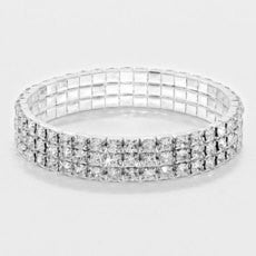 Rhinestone Stretch Bracelet 3 Rows - STREET SMART LEGACY CLOTHING