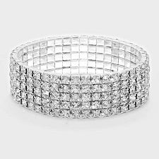 Rhinestone Stretch Bracelet 5 Rows - STREET SMART LEGACY CLOTHING