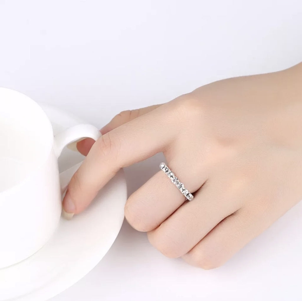 Rhinestone Crystal Stretch Ring 1 Rows
