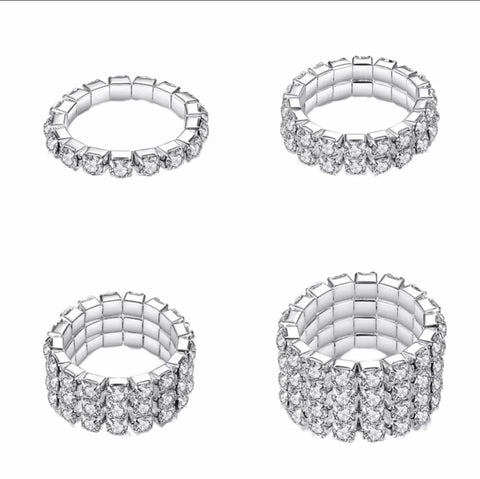 Rhinestone Crystal Stretch Ring 1 Rows