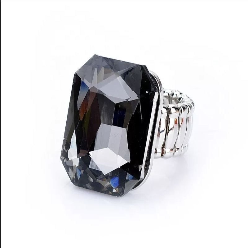 Black Stretch Resin Stone Ring