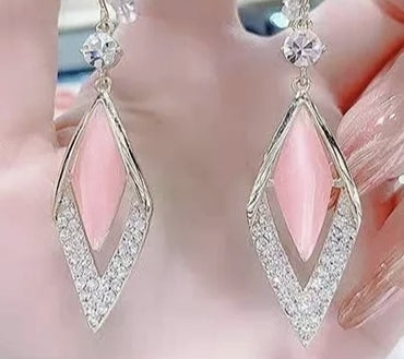 Pink drop earrings