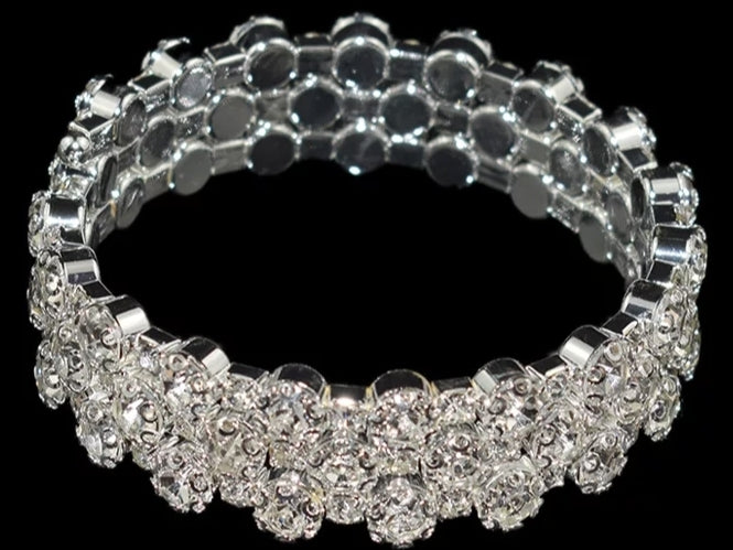 Silver Plated Rhinestone bracelet 3 row