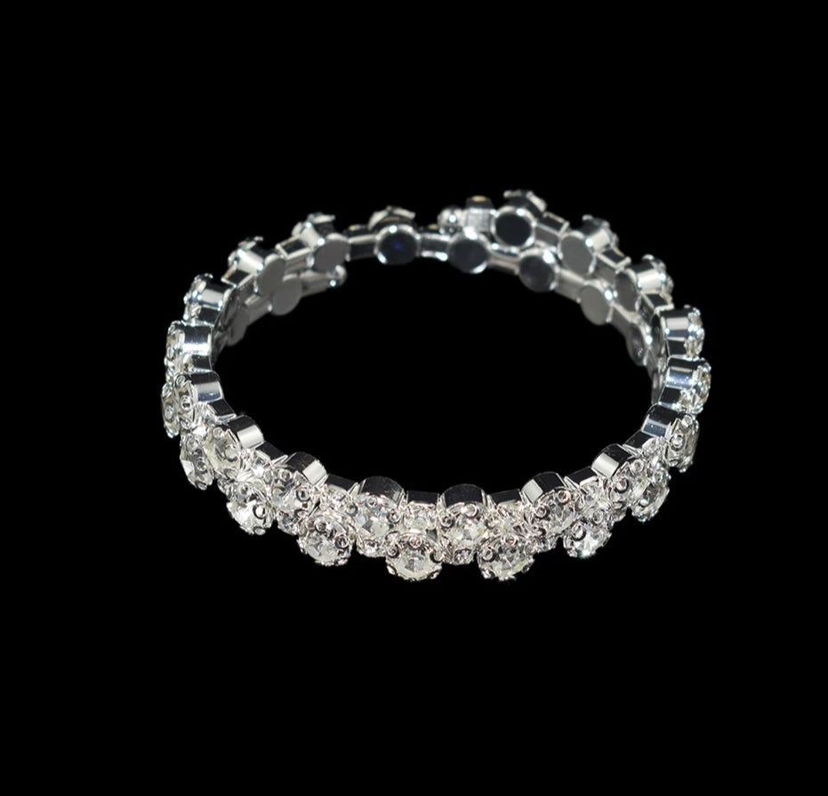 Silver Plated Rhinestone bracelet 2 row