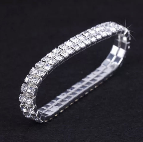 Rhinestone Stretch Bracelet 2 Rows