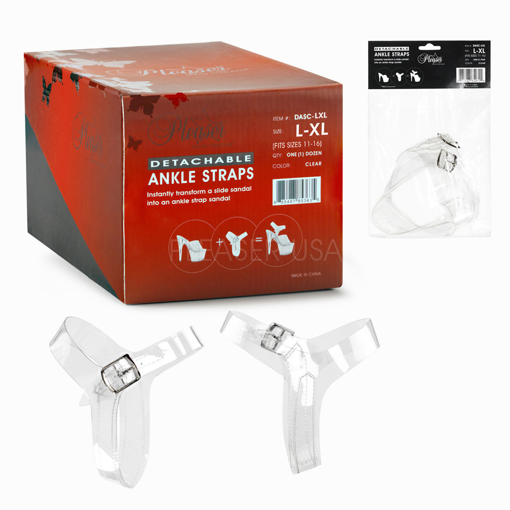 Pleaser Clear Detachable Ankle Straps Large-Xl - STREET SMART LEGACY CLOTHING