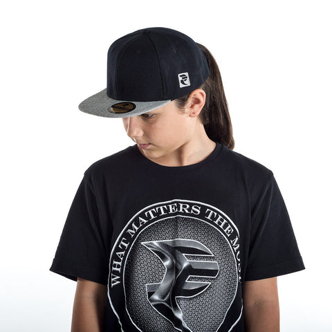 Black/Grey Marle Snapback Cap - STREET SMART LEGACY CLOTHING