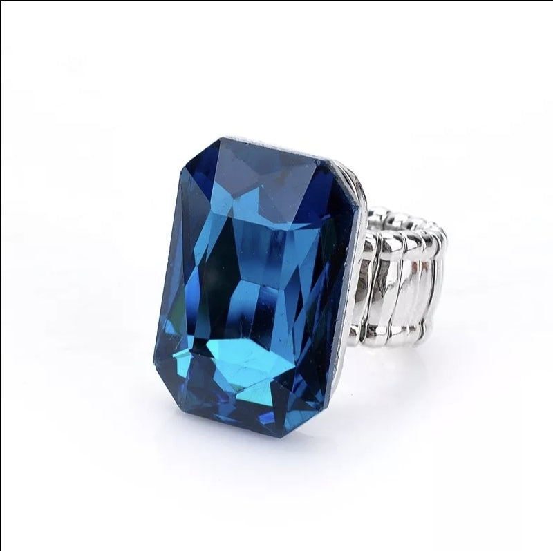 Blue Stretch Resin Stone Ring