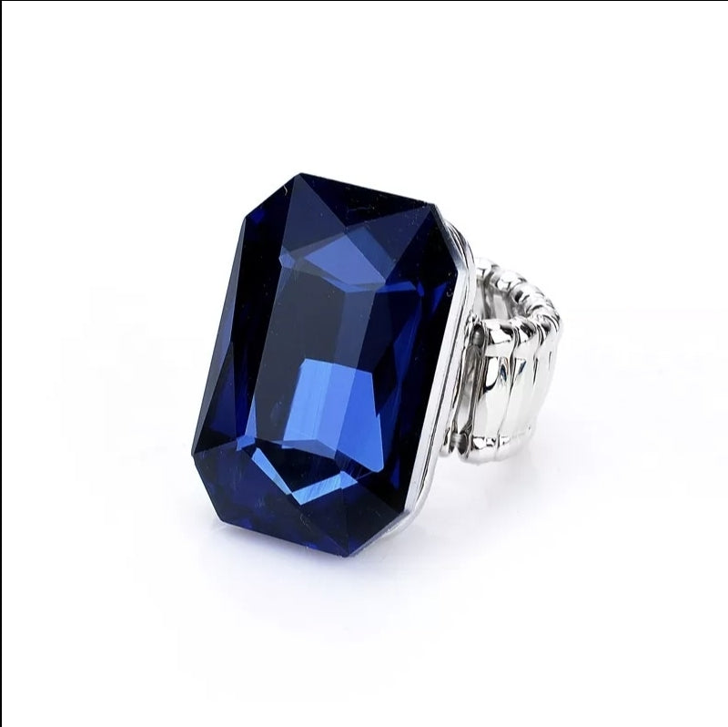 Royal Blue Stretch Resin Stone Ring