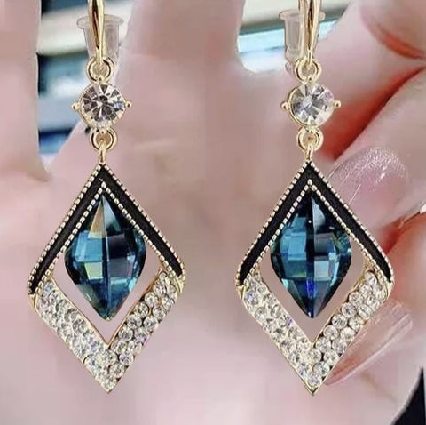 Blue diamond drop earrings