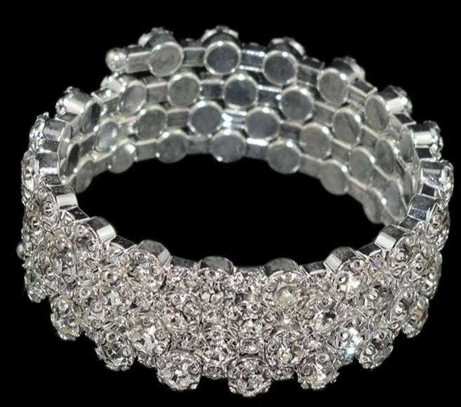 Silver Plated Rhinestone bracelet 4 row